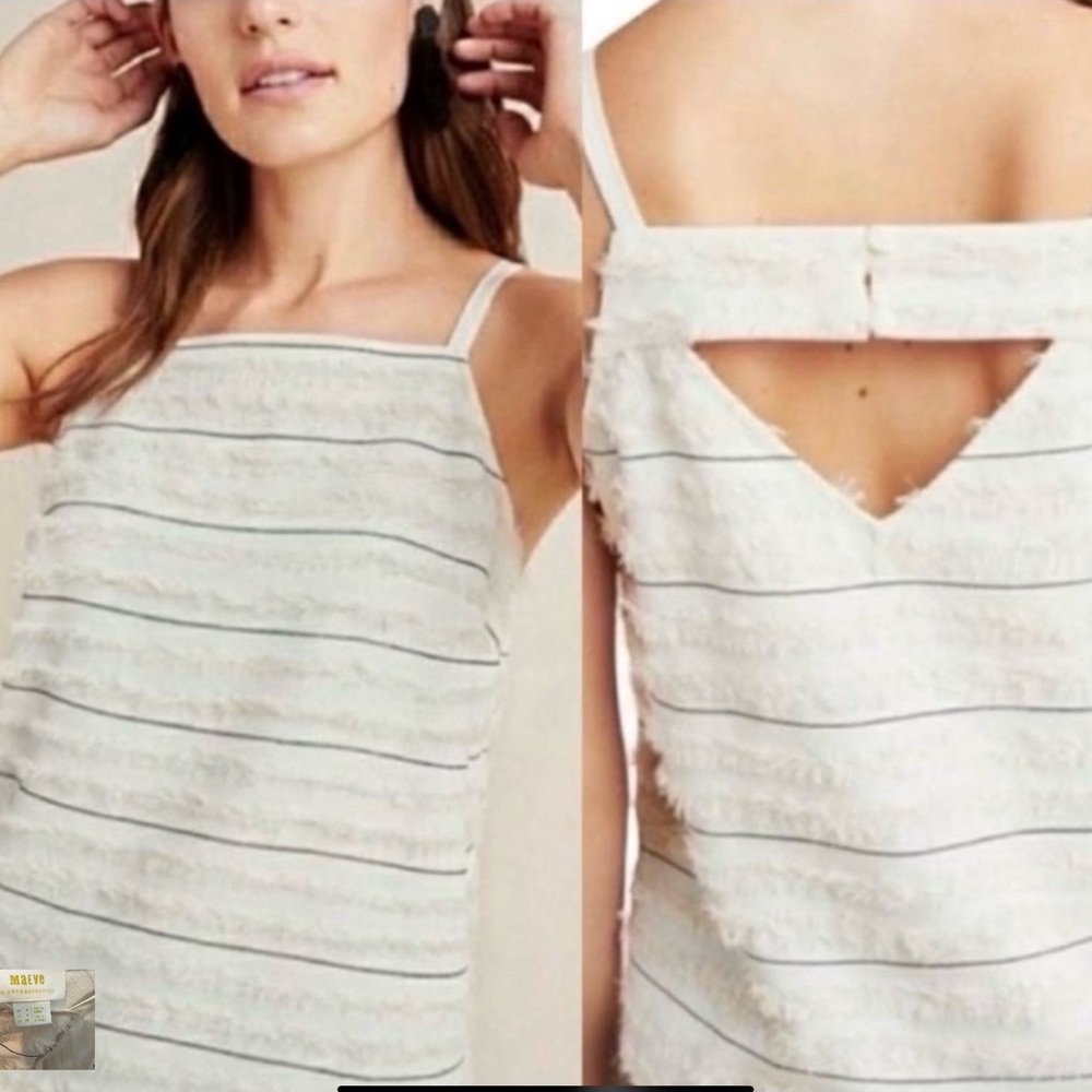 Anthropologie Maeve top with straps back keyhole & eyelash stripe detail